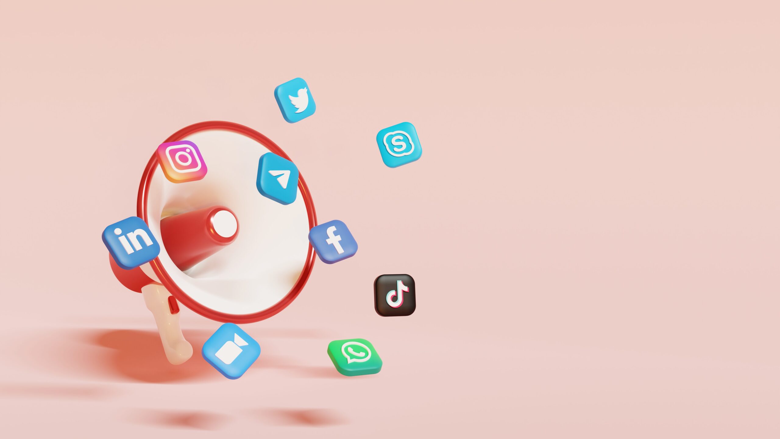 3d social media digital marketing megpahone with pink background premium photo edited scaled